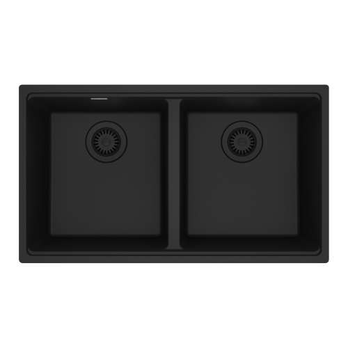 Franke Maris Undermount 31-In X 17.81-In Fragranite Double Bowl Kitchen Sink In Matte Black