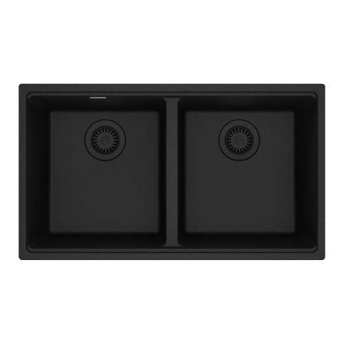 Franke Maris Undermount 31-In X 17.81-In Fragranite Double Bowl Kitchen Sink In Onyx