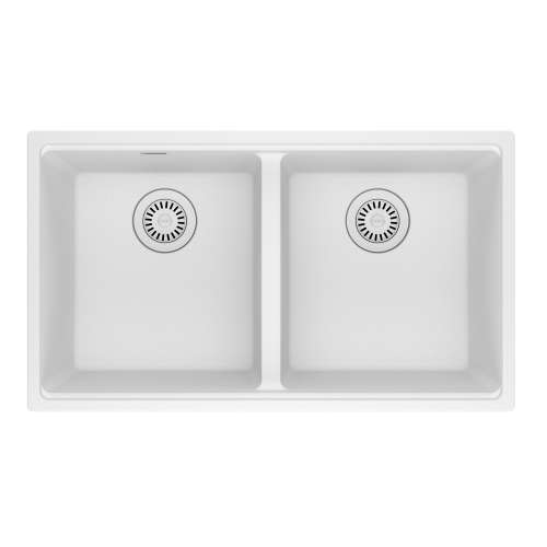 Franke Maris Undermount 31-In X 17.81-In Fragranite Double Bowl Kitchen Sink In Polar White