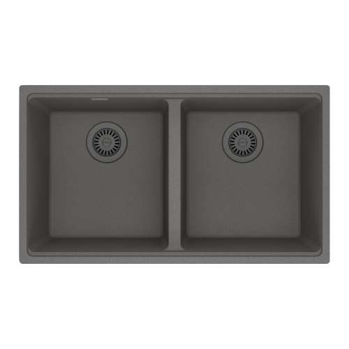 Franke Maris Undermount 31-In X 17.81-In Fragranite Double Bowl Kitchen Sink In Stone Grey