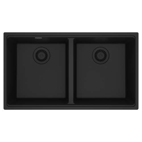 Franke Maris Undermount 33-In X 18.94-In Fragranite Double Bowl Kitchen Sink In Matte Black