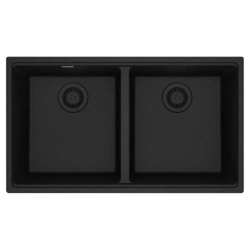 Franke Maris Undermount 33-In X 18.94-In Fragranite Double Bowl Kitchen Sink In Onyx