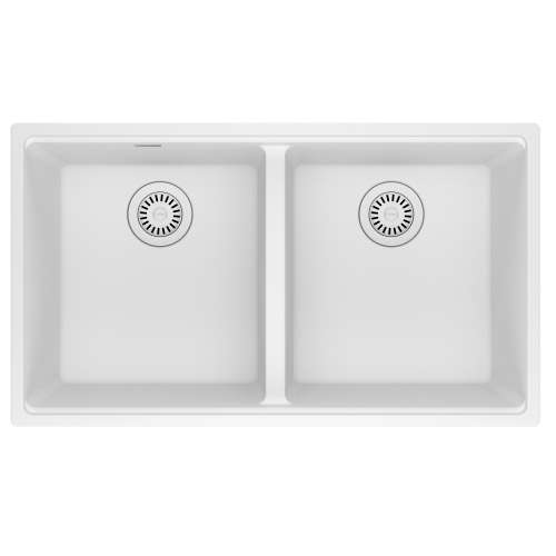 Franke Maris Undermount 33-In X 18.94-In Fragranite Double Bowl Kitchen Sink In Polar White