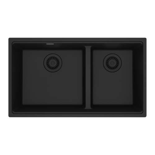 Franke Maris Undermount 31-In X 17.81-In Fragranite Double Bowl Kitchen Sink In Matte Black