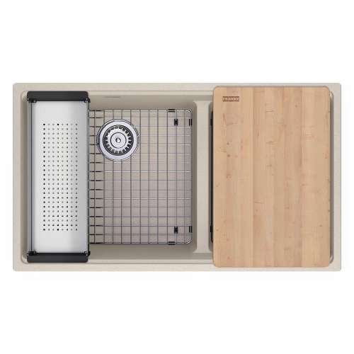 Franke Maris Undermount 33-In X 18.94-In Fragranite Double Bowl Workcenter Sink In Champagne