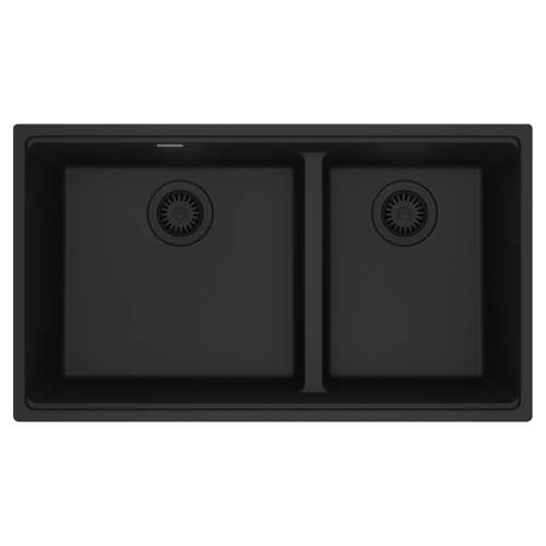 Franke Maris Undermount 33-In X 18.94-In Fragranite Double Bowl Kitchen Sink In Matte Black