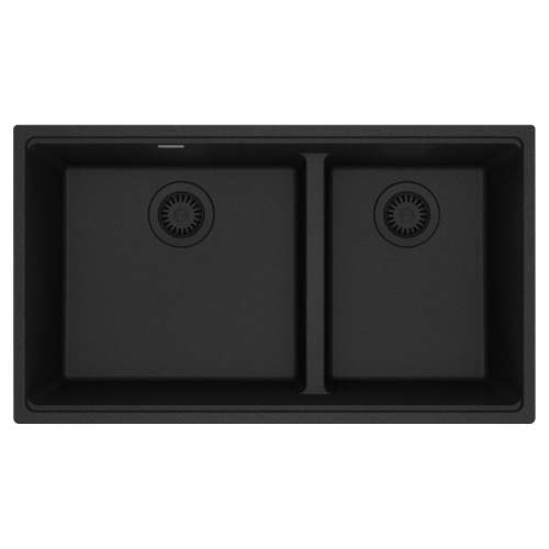Franke Maris Undermount 33-In X 18.94-In Fragranite Double Bowl Kitchen Sink In Onyx