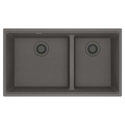 Franke Maris Undermount 33-In X 18.94-In Fragranite Double Bowl Kitchen Sink In Stone Grey