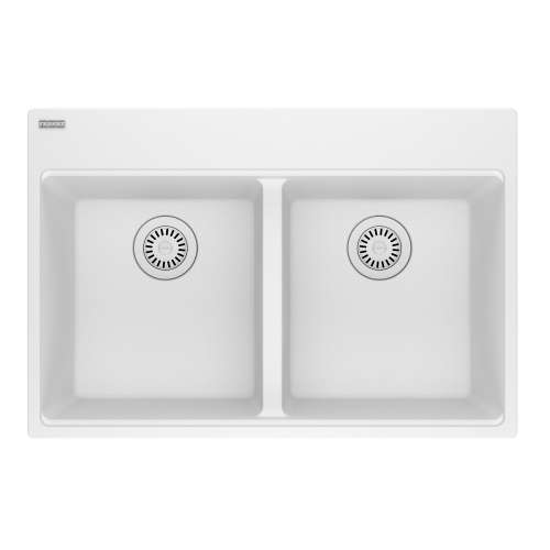 Franke Maris Dual Mount 31-In X 20.88-In Fragranite Double Bowl Kitchen Sink In Polar White