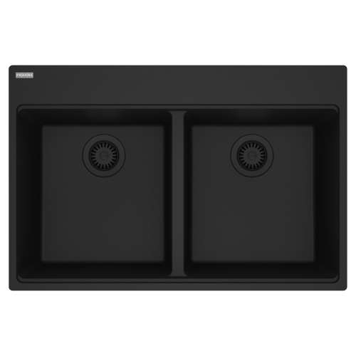 Franke Maris Dual Mount 33-In X 22-In Fragranite Double Bowl Kitchen Sink In Matte Black