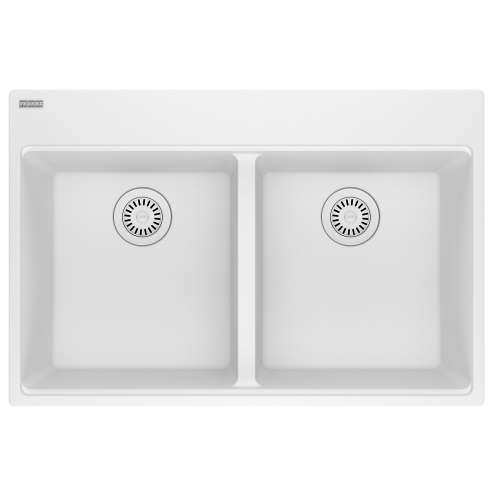 Franke Maris Dual Mount 33-In X 22-In Fragranite Double Bowl Kitchen Sink In Polar White