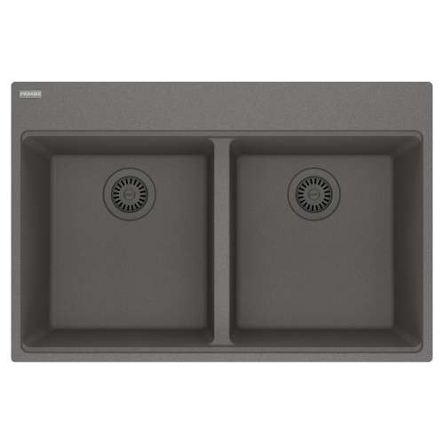 Franke Maris Dual Mount 33-In X 22-In Fragranite Double Bowl Kitchen Sink In Stone Grey