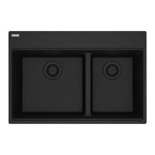 Franke Maris Dual Mount 31-In X 20.9-In Fragranite Double Bowl Kitchen Sink In Onyx