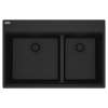 Franke Maris Dual Mount 33-In X 22-In Fragranite Double Bowl Kitchen Sink In Matte Black