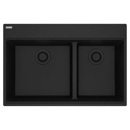 Franke Maris Dual Mount 33-In X 22-In Fragranite Double Bowl Kitchen Sink In Onyx