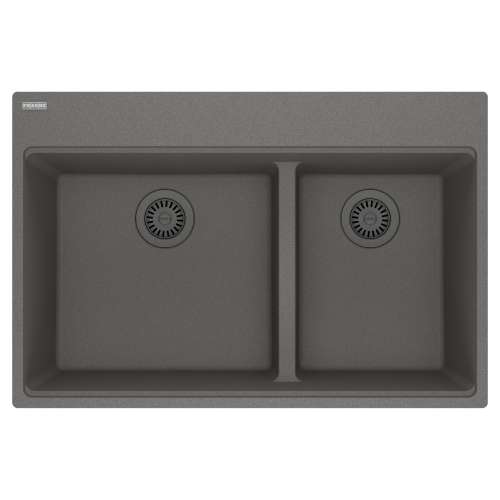 Franke Maris Dual Mount 33-In X 22-In Fragranite Double Bowl Kitchen Sink In Stone Grey