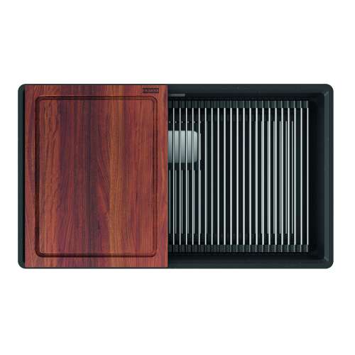 Franke Peak 32.0-In. X 18.8-In. Fragranite Undermount Single Bowl Workcenter Kitchen Sink In Matte Black