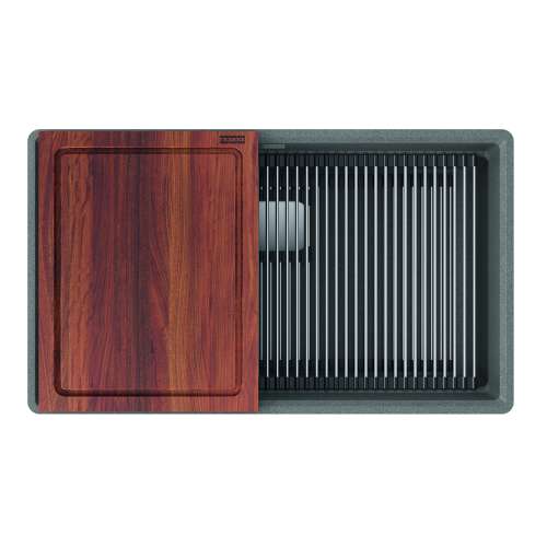 Franke Peak 32.0-In. X 18.8-In. Fragranite Undermount Single Bowl Workcenter Kitchen Sink In Stone Grey