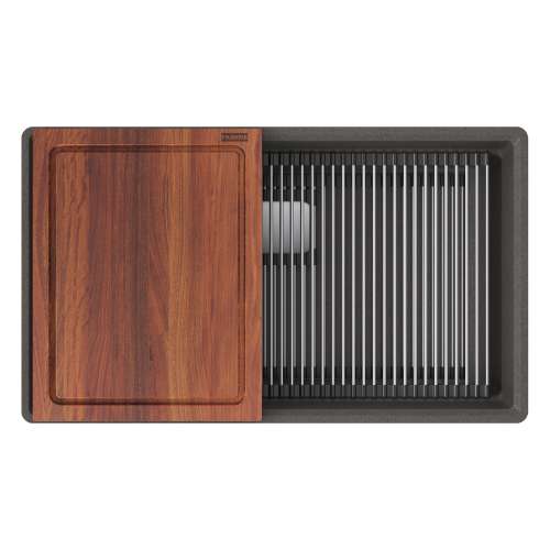 Franke Peak 32.0-In. X 18.8-In. Fragranite Undermount Single Bowl Workcenter Kitchen Sink In Stone Grey