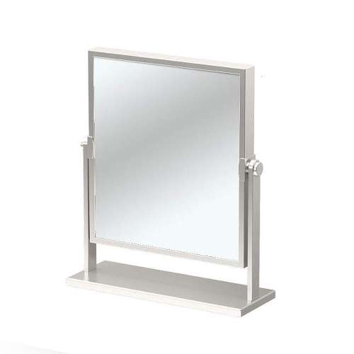 Elegant Magnified Table Mirror in Satin Nickel