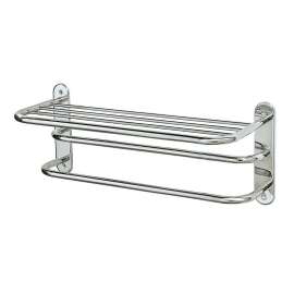 26-1/2 Inch Double Towel Rack with Top Shelf in Chrome