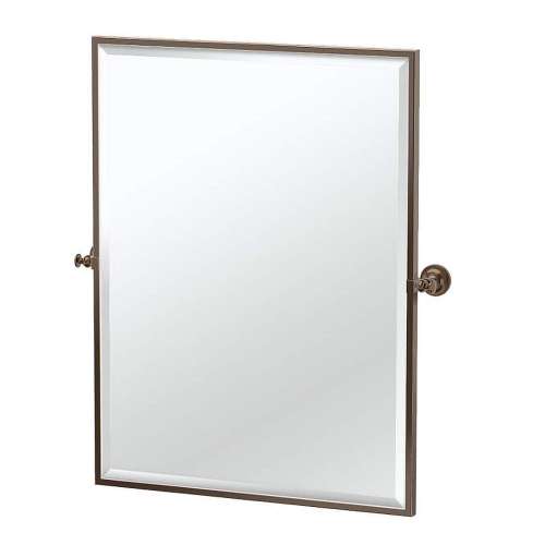 Wall Mounted Framed Rectangle Mirror in Satin Nickel