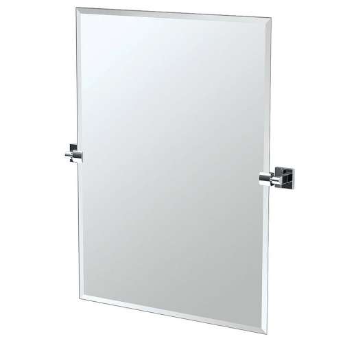 27-1/2in Rectangular Beveled Wall Mounted Mirror with Accents in Chrome