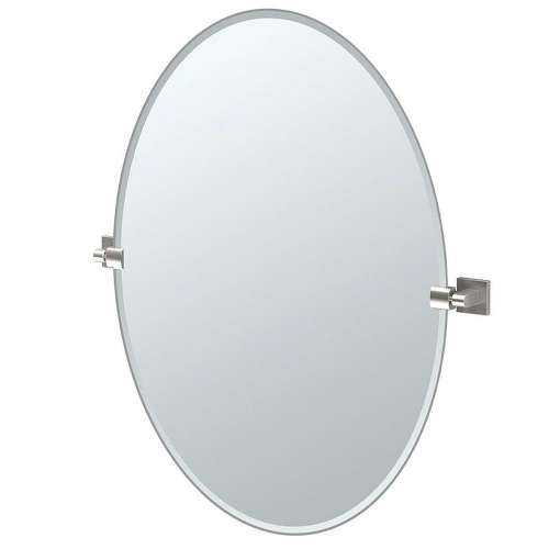 Elevate 4079LG 28-1/2in Oval Beveled Wall Mounted Mirror with Accents in Satin Nickel