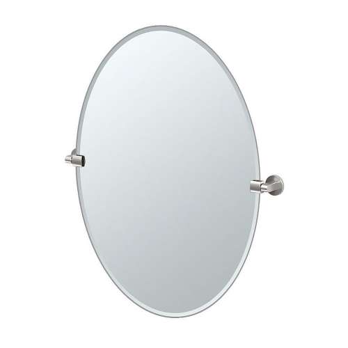 28-1/2in Oval Beveled Wall Mounted Mirror with Accents in Satin Nickel