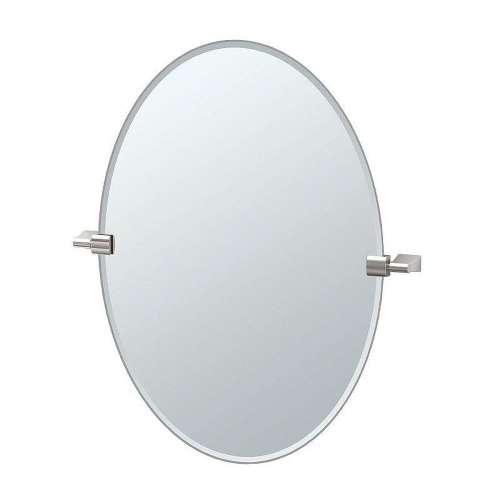 23-1/2inW X 26-1/2inH Wall-Mounted Frameless Oval Mirror in Satin Nickel