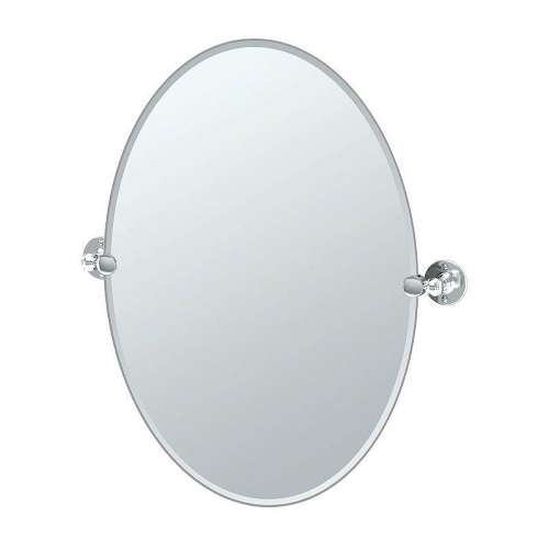 24inW X 26-1/2inH Wall-Mounted Frameless Oval Mirror in Chrome