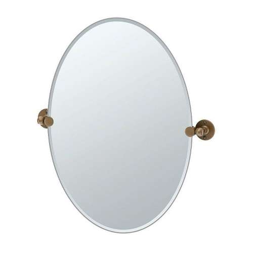 24inW X 26-1/2inH Wall-Mounted Frameless Oval Mirror in Bronze