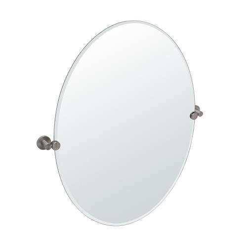 Channel Large Oval Beveled Tilting Wall Mirror in Satin Nickel