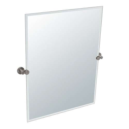 Channel Rectangular Beveled Tilting Wall Mirror in Satin Nickel