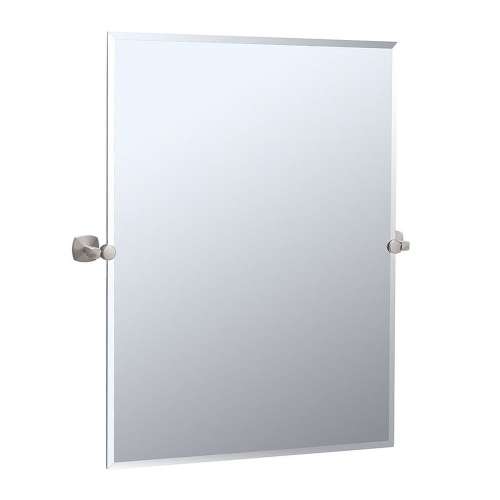 Large Rectangular Tilting Wall Mirror in Brushed Nickel