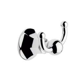 Double Hook Brass Robe Hook in Polished Chrome