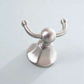 Double Hook Brass Robe Hook in Satin Nickel