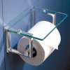 Tempered Glass Covered Toilet Paper Holder in Satin Nickel