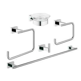 40758001 Essentials Cube 5-in-1 Master Bathroom Accessories Set in StarLight Chrome