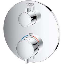 24107000-M Grohtherm Single Function 2-Handle Thermostatic Trim in StarLight Chrome Finish