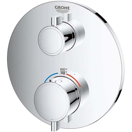 24107000 Grohtherm Single Function 2-Handle Thermostatic Trim in StarLight Chrome Finish
