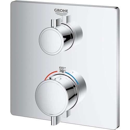 24110000-M Grohtherm Single Function 2-Handle Thermostatic Trim in StarLight Chrome Finish