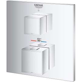24157000-M Grohtherm Cube Single Function 2-Handle Thermostatic Trim in StarLight Chrome Finish