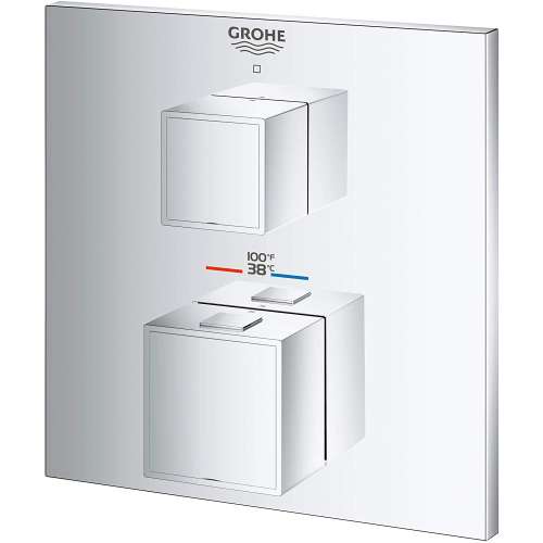 24157000 Grohtherm Cube Single Function 2-Handle Thermostatic Trim in StarLight Chrome Finish