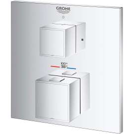 24158000-M Grohtherm Cube Dual Function 2-Handle Thermostatic Trim in StarLight Chrome Finish