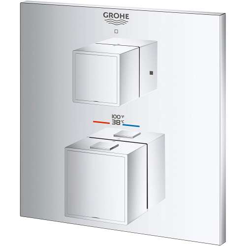 24158000 Grohtherm Cube Dual Function 2-Handle Thermostatic Trim in StarLight Chrome Finish