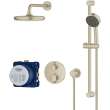 34745EN0 Grohtherm Thermostatic Shower System with Shower Head, Hand Shower, Slide Bar, Hose, and Valve Trim in Brushed Nickel Infinity Finish