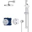 34745000 Grohtherm Thermostatic Shower System with Shower Head, Hand Shower, Slide Bar, Hose, and Valve Trim in StarLight Chrome Finish