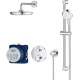 34745000 Grohtherm Thermostatic Shower System with Shower Head, Hand Shower, Slide Bar, Hose, and Valve Trim in StarLight Chrome Finish