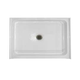 48-in x 34-in Rectangular Alcove Acrylic Shower Base with Center Drain and Low EasyStep Threshold, in White